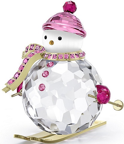 Swarovski Crystal Holiday Cheers Dulcis Snowman Figurine, Pink