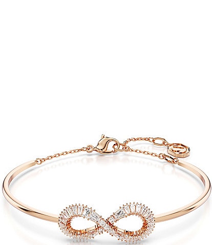 Swarovski Crystal Hyperbola Infinity Rose Gold Bangle Bracelet