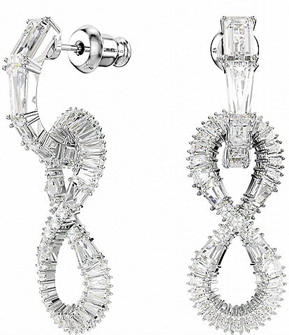 Swarovski Crystal Hyperbola Infinity Silver Drop Earrings