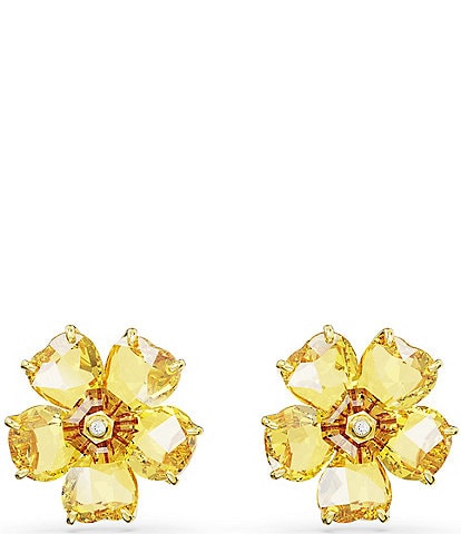 Swarovski Florere Yellow Flower Stud Earrings