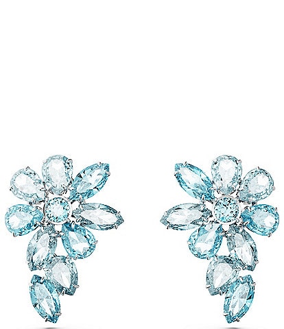 Swarovski Gema Collection Blue Flower Mixed Crystal Cut Stud Earrings