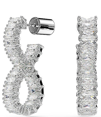 Swarovski Hyperbola Infinity Crystal Silver Hoop Earrings