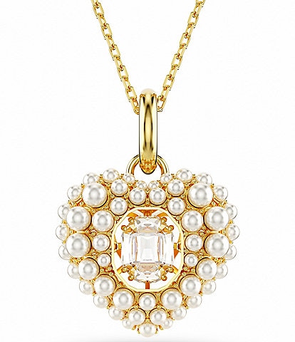 Swarovski Hyperbola Pearl Crystal Heart Pendant Necklace