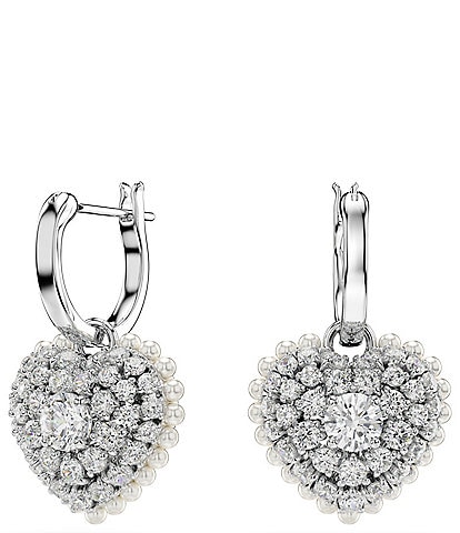 Swarovski Hyperbola Pearl Heart Crystal Drop Earrings