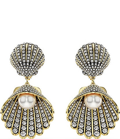 Swarovski Idyllia Crystal and Pearl Clip-On Drop Earrings