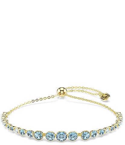 Swarovski Imber Blue Round Cut CZ Adjustable Bracelet