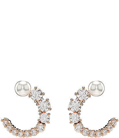 Swarovski Matrix Crystal Pearl Hoop Earrings