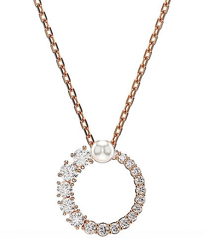 Swarovski Matrix Crystal Pearl Short Pendant Necklace