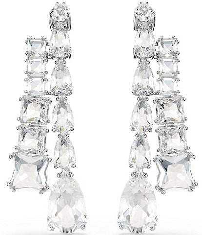 Swarovski Matrix Mixed Cut Silver Metal Drop Earrings