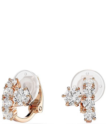 Swarovski Matrix Round Cut CZ Clip Stud Earrings