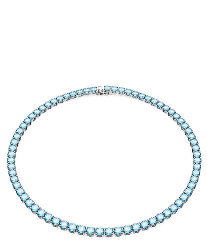 Swarovski Matrix Tennis Blue Crystal Necklace