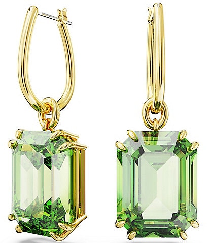 Swarovski Millenia Collection Green Octagon Crystal Cut Drop Earrings