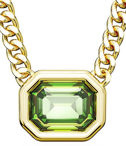 Swarovski Millenia Collection Green Octagon Crystal Cut Short Pendant Necklace