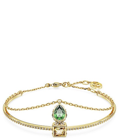Swarovski Crystal Stilla Mixed Cut Gold Bangle Adjustable Bracelet