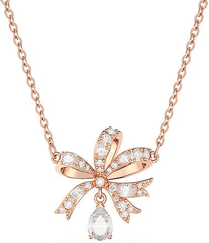 Swarovski Volta Collection Rose Gold Crystal Bow Short Pendant Necklace