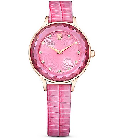 Swarovski Women's Octea Nova Quartz Analog Pink Leather Strap Watch