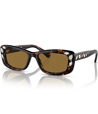 Swarovski Women's SK6008 54mm Crystal Havana Rectangle Sunglasses