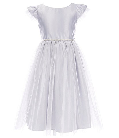Sweet Kids Big Girls 7-16 Flutter Sleeve Satin Crystal Tulle Tea Dress