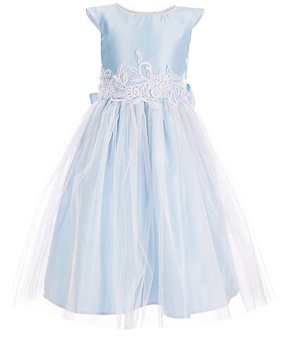 Sweet Kids Big Girls 7-16 Faux-Pearl Satin/Tulle Fit-And-Flare Dress