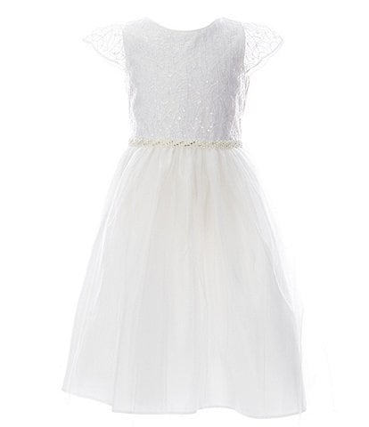 Sweet Kids Little Girls 2-6 Short-Sleeve Sequin-Lace/Satin/Tulle Fit-And-Flare Dress