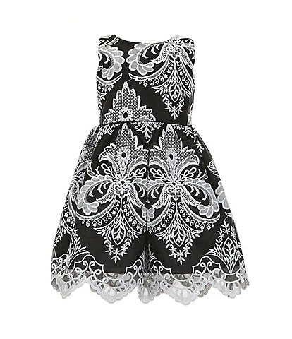 Sweet Kids Little Girls 2-6 Sleeveless Damask-Pattern Embroidered Lace Fit & Flare Dress