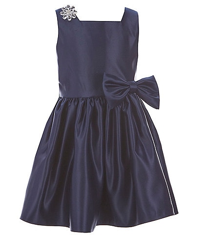 Sweet Kids Little Girls 2-6 Sleeveless Square Neck Premium Satin Fit-and-Flare Dress