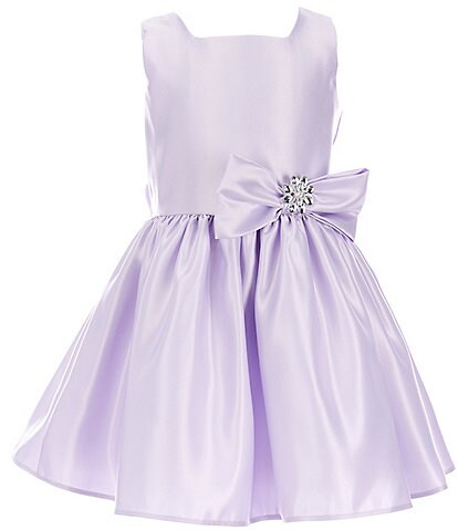 Sweet Kids Little Girls 2-6 Sleeveless Square Neck Premium Satin Fit-and-Flare Dress