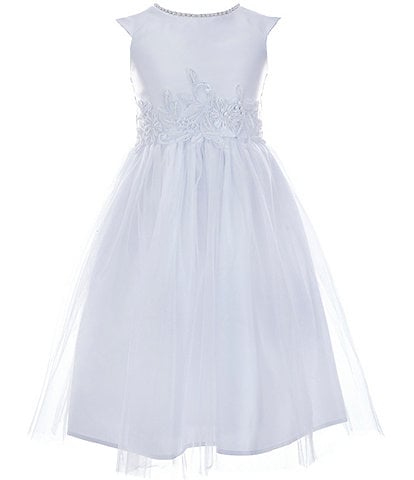 Sweet Kids Little Girls 2-6 Faux-Pearl Satin/Tulle Fit-And-Flare Dress