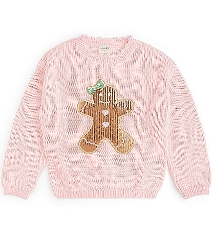 Sweet Wink Girls Gingerbread Sequin Patch Sweater