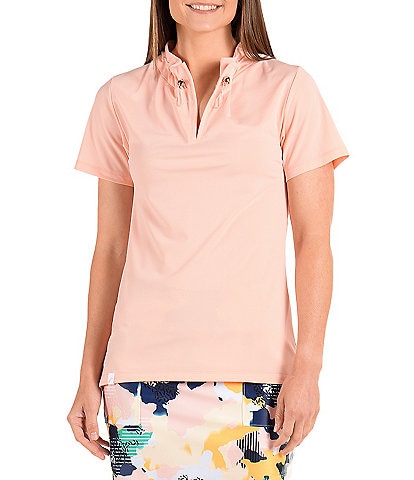 SwingDish Flutter Collection Lucinda Softly Short Sleeve V-Neck Shirt