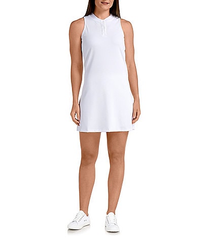 SwingDish Kaleidoscope Solid Gabriela Banded Collar Sleeveless Tennis Dress