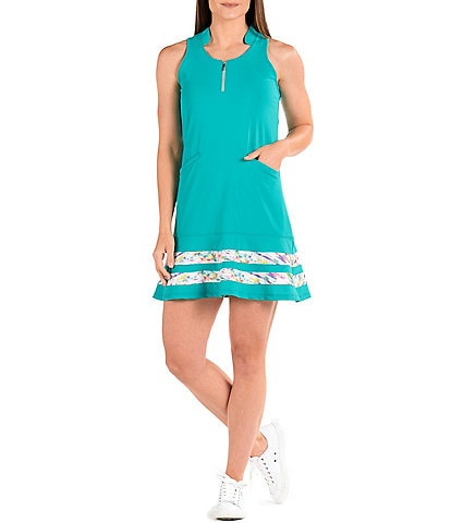 SwingDish Love Collection Josie Sleeveless Quarter Zip Mandarin Collar Tennis Dress