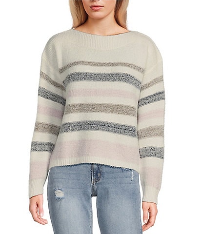 Takara Stripe Boat Neck Eyelash Sweater