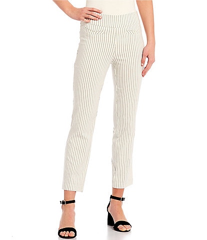 Takara High-Rise Straight-Fit Stripe Printed Pull-On Dress Pants