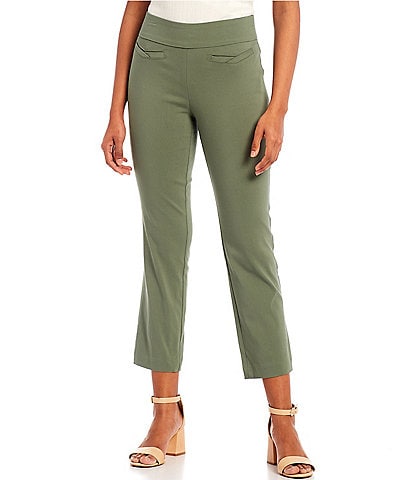 High-Rise Straight-Fit Pull-On Stretch Dress Pants