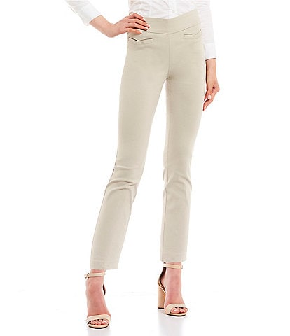 High-Rise Straight-Fit Pull-On Stretch Dress Pants