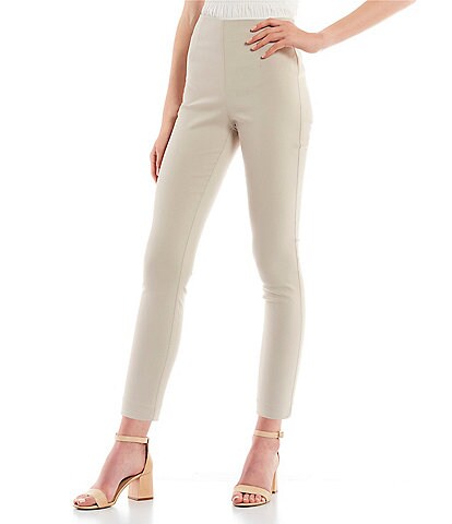 Takara High-Waisted Flat-Front Pull-On Suiting Skinny Pants