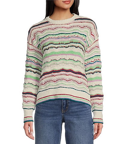 Takara Long Sleeve Pointell Printed Pullover Top