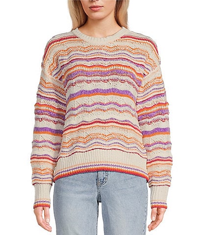 Takara Long Sleeve Pointell Printed Pullover Top