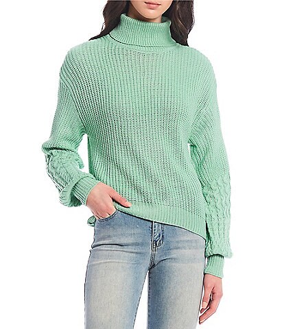 Takara Turtleneck Long Sleeve Pull-On Jacquard Sweater