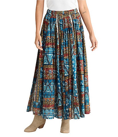 Talisman Twilight Cotton Voile Patchwork Print Maxi Skirt