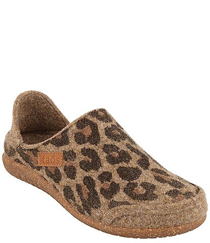 Taos Footwear Convertawool Leopard Convertible Wool Clogs