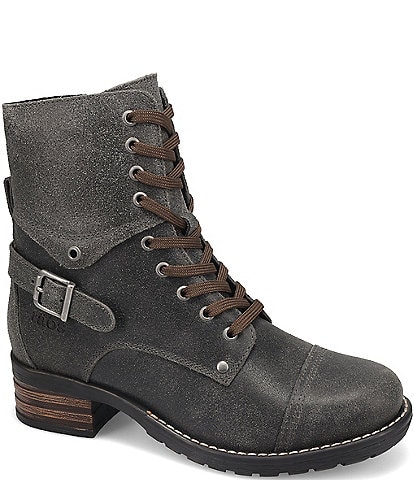 Taos Footwear Crave Roughed Out Leather Lug Sole Combat Booties