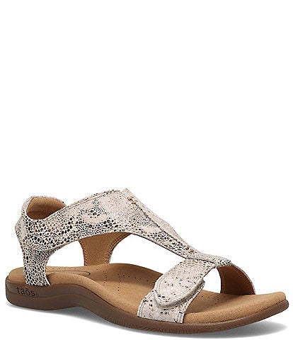 Taos Footwear The Show Snake Print Leather T-Strap Sandals