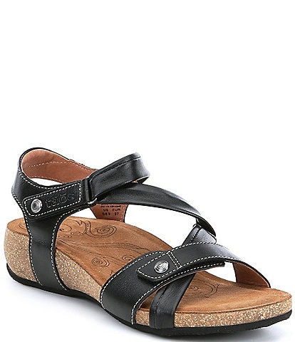 Taos Footwear Universe Banded Leather Wedge Sandals