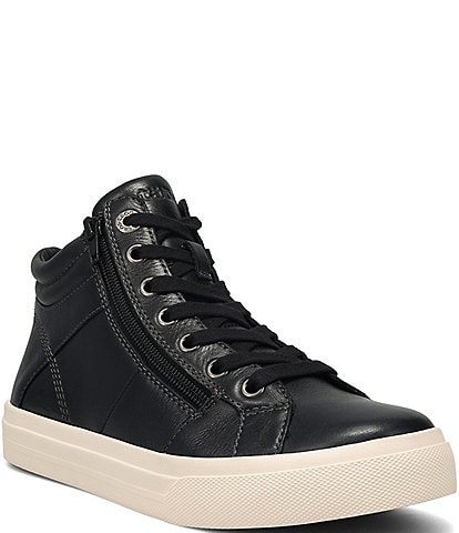 Taos Footwear Women's Winner High Top Leather Side Zip Sneakers