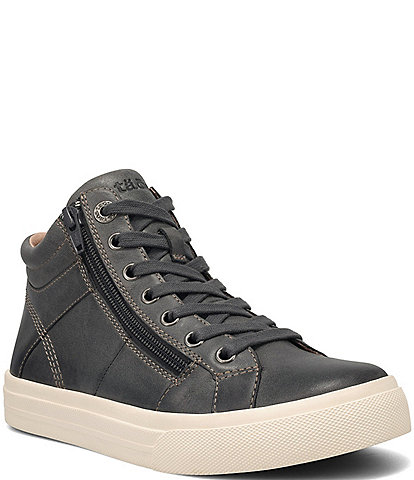 Taos Footwear Women's Winner High Top Leather Side Zip Sneakers
