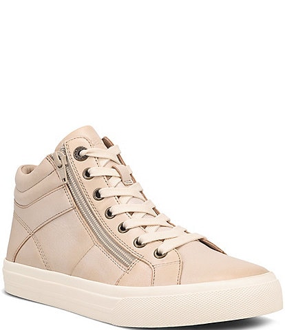 Taos Footwear Women's Winner High Top Leather Side Zip Sneakers