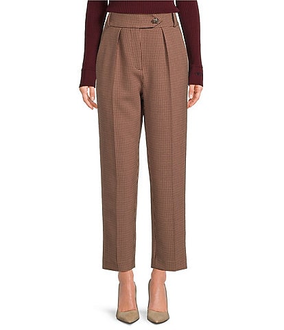 Tara Jarmon Paseo Woven Houndstooth Print Flat Front Pant