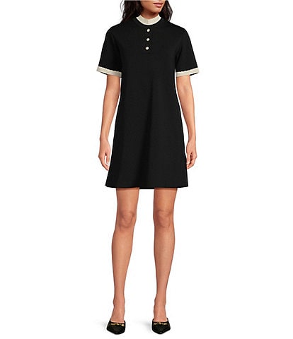 Tara Jarmon Rosane Mock Neck Short Sleeve Knitted Dress